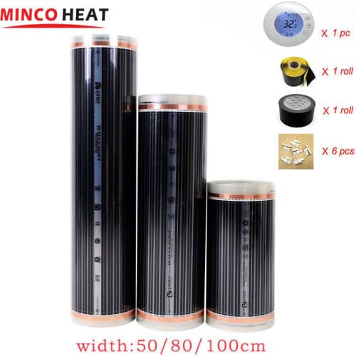 Electric Floor Warming Mat Infrared Heating Film 5 m2 220V with Temperature Controller Carbon Infrared for Greenhouse