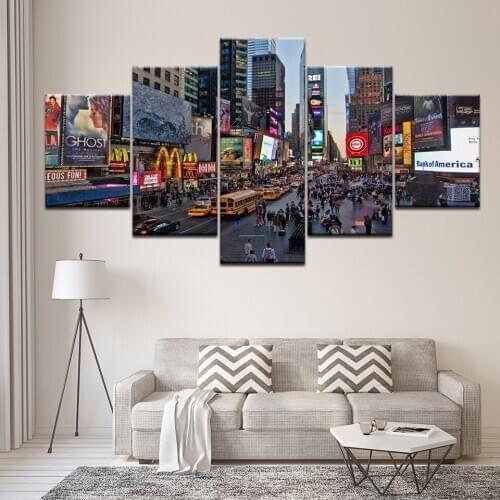 Canvas Painting New York City Times Square 5 Pieces Wall Art Painting Modular Wallpapers Poster Print for living room Home Decor
