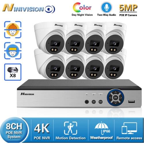 8CH 8MP 4K HD POE NVR Kit CCTV System Two Way Audio AI 5MP IP Camera IR Cut Outdoor P2P Remote Video Security Surveillance Set