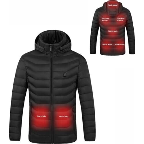 Heating Pad Men Women Electric Heated Coat Hooded Heated Jackets Winter USB Jacket Hoodie Waterproof Warm Heating Heating Coat