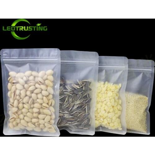 Leotrusting 200pcs Eco-friendly Frosted Plastic Zip Lock Bag Flat Bottom Recycled Sugar Tea Herbal Nuts Packaging Bag Gift Bags