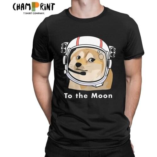 Mens T-Shirts Doge To The Moon Dogecoin Tees Bitcoin GME WSB Stock Stonks Trader Meme T Shirts Round Collar Tops Plus Size