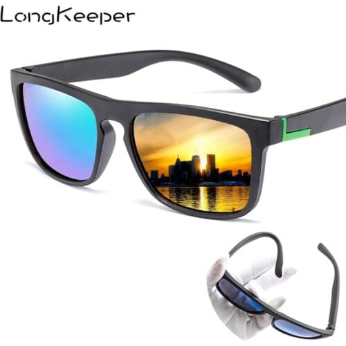 LongKeeper Men Polarized TR90 Sunglasses Vintage Anti-UV Driving Driver Black Goggles Women Rectangle Shades Oculos masculino
