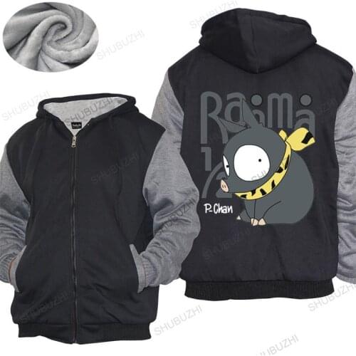 Mens winter cotton warm coat Mens P Chan Ranma 12 hoodies Anime Akane P Chan Rumiko Martial Japanese Pig hoodie casual zipper