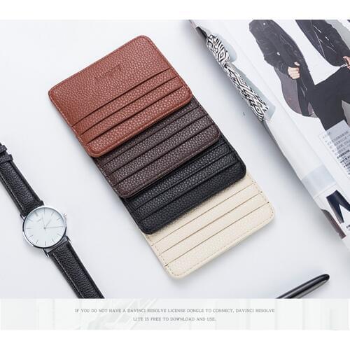 Mens PU Leather Wallet Front Pocket Slim Mini Credit Card ID Holder Purse Black Purse Credit card holder Only Black Now
