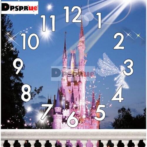 Dpsprue Full Square/Round 5D Diamond Painting Kit With Clock Cross stitch Diamond Embroidery Mosaic Castle Gift DC020