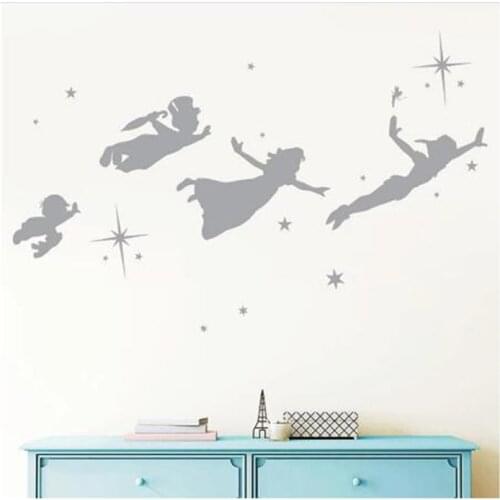 Neverland Star Decals Children Kids Room Decoration, Never Grow Up Wall Decals, Peter Pan Quote Vinyl Stickers Anime Decor