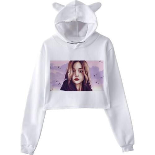 2020 winter new Japanese style print oversized hoodie kawaii kpop sweatshirt cropped tops women korean aesthetic ropa de mujer