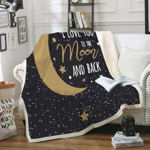 Cresent Moon Throw Blanket Black Gold Sherpa Fleece Blanket Flannel Throw Blanket Galaxy Plush Blanket Soft Bed Blanket Stars