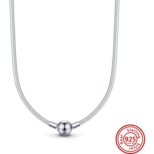 Authentic 925 Sterling Silver Necklace Rose Gold & Gold Color & Silver Shine Anchor Basic Necklace Women Party DIY Jewelry Gifts