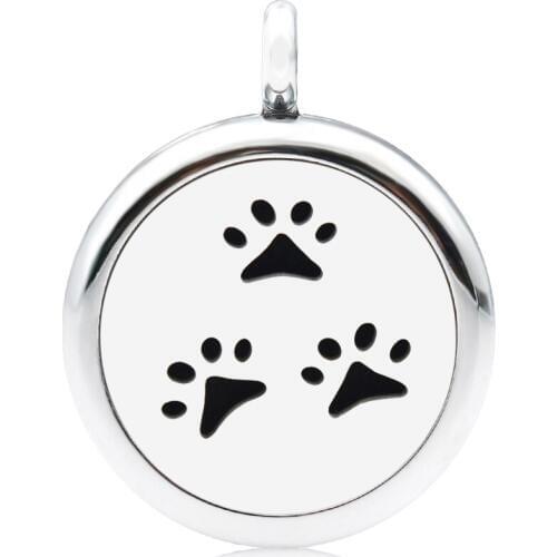 Smiling face & paw & cat 25mm Diffuser pendant Stainless Steel and Alloy Perfume Aroma essential oil perfume Locket 1 Pads