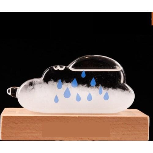 Transparent cloud Crystal Water Drop Weather Forecast Bottle Storm Glass Liquid Wood Base Ornament Home Wedding Decor Craft Gift