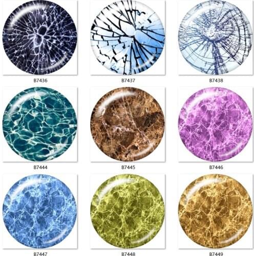 Rupture ripple crack pattern 10pcs mixed 12mm/18mm/20mm/25mm Round glass cabochon jewelry flat back Making findings B7436