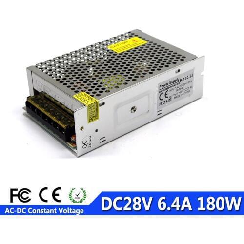Regulated DC28V Power Supply Switching 6.4A 180W Driver Adapter Transformer 110V 220V AC-DC 28V SMPS For CNC Machine LED CCTV