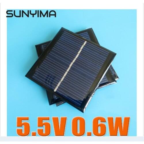 SUNYIMA 5PCS 0.6W 5.5V 90mA 65*65MM Polycrystalline Solar Panel Charger Solar Cells Battery Charge Sunpower Solar Cell For Home