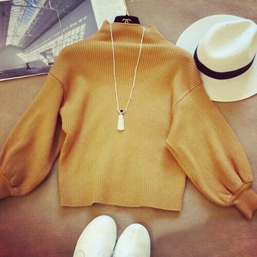 Turtleneck Sweater 2021 Women Vintage High Neck Wide Sleeve Knitted Thickening Warm Pullover Oversize Jumper Large Loose Clothes