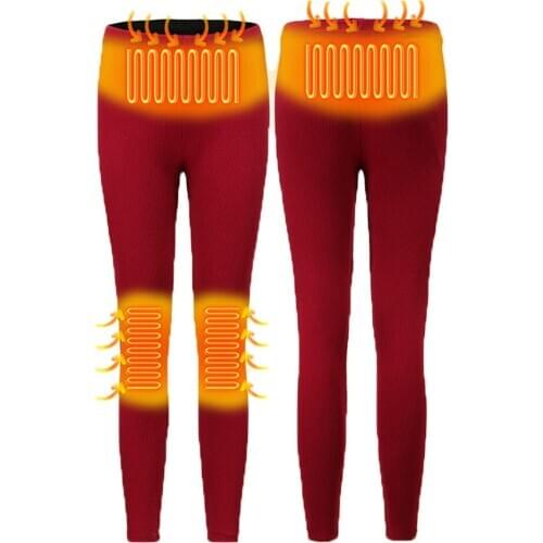 Winter Heated Pants Women Bicycle Heating Pants Electric USB Heating Thermal Underwear Clothes 3 Colour Knees Wasit Protection