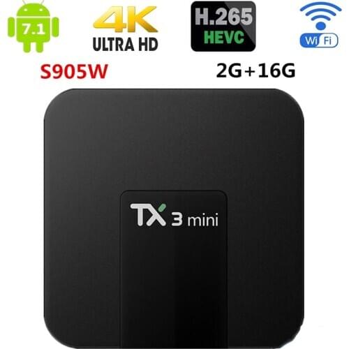 Android TV Box 4K Android 7.1 TV Box 2GB RAM 16GB ROM S905W Quad Core Support 3D HDMI-Compatible WiFi Set Top Box Media Player