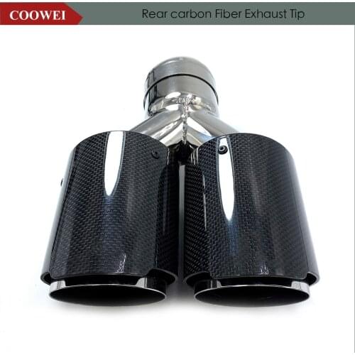 1PCS Universal DUAL Exhaust Tip Glossy carbon fiber exhaust pipe tail quad exhaust muffler tip