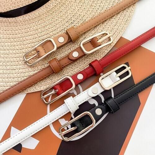 Womens Skinny Leather Belt Solid Color Waist Or Hips Ornament 1.4cm Wide Waistband Cummerbund Ladies And Girls