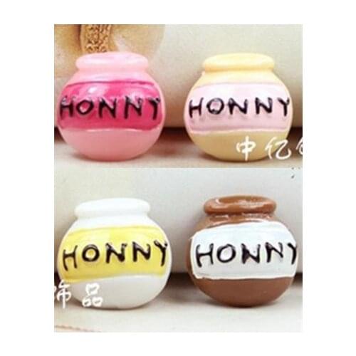 10PCS Hony pot Resin Flat back Cabochon Miniature food Art Supply Decoration Charm 17mm