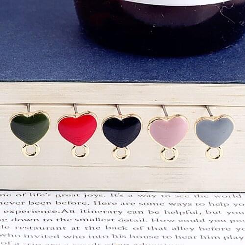 10pcsStud Earrings for Women Diy Jewelry Accessories Alloy Korean Fashion Color Heart-shaped with Hanging Material Pendant 1g
