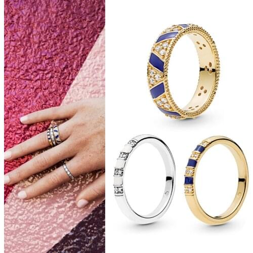 100% 925 кольцо Silver Pan Ring White Enamel Spacer Pan Ring For Women Wedding Party Gift Fashion Jewelry