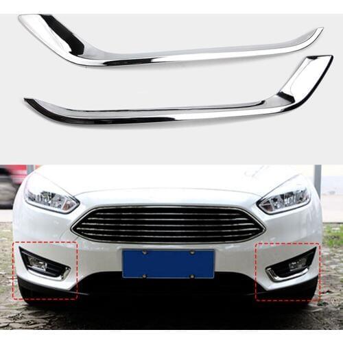 2 Pcs Chrome Car Front Fog Light Lamp Cover Trim For Ford Focus 4 MK4 2015-2017