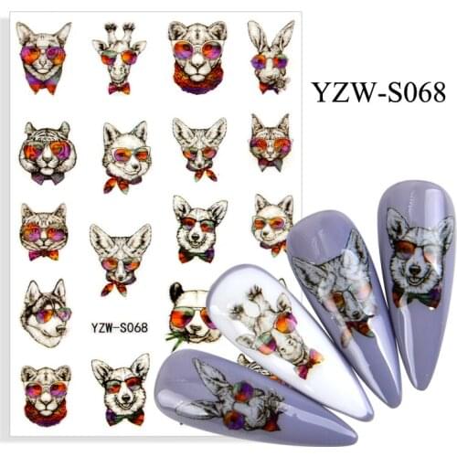 Nail 3D Stickers Animal Design Leopard/Dog/Cat Temporary Tattoo Manicure Dragon Nail Decal Manicure Decorations Tips