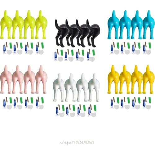 4Pcs Nordic Style Cute Plastic Dog Tail Hooks with Screws Adhesive Tape Wall Mounted Key Hanger Hat Decoration M07 21 Dropship