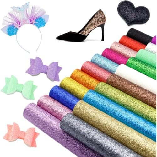 50*140cm Chunky Glitter Solid Faux Synthetic Leather Sheets For Hair Bows Earring Handbag DIY Crafts Handmade Material Vinyl