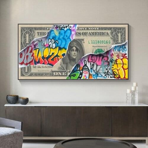 Abstract Graffiti Art Dollar Posters Canvas Art Painting on The Wall Art Cuadros Posters and Print for Living Room Home Decor