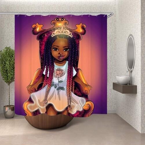 Afro Girl Magic Black Girl Black Queen Girl African American Girl Bathroom Shower Curtain