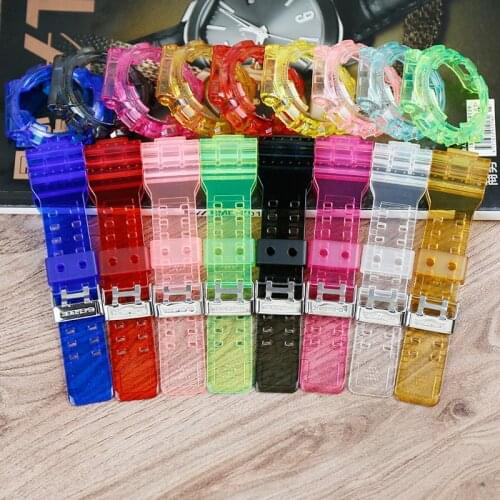 Watch Accessories Band for Casio G-SHOCK GD GA GLS-100 110 120 Series Men Watch Band Chain Translucent Resin Watch Strap Belt