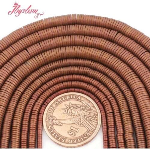 1x2,1x3,1x4,1x6mm BrownFrost Beads Heishi Hematite Natural Stone Spacer Loose Bead for Men Women DIY Bracelet Jewelry Making 15"