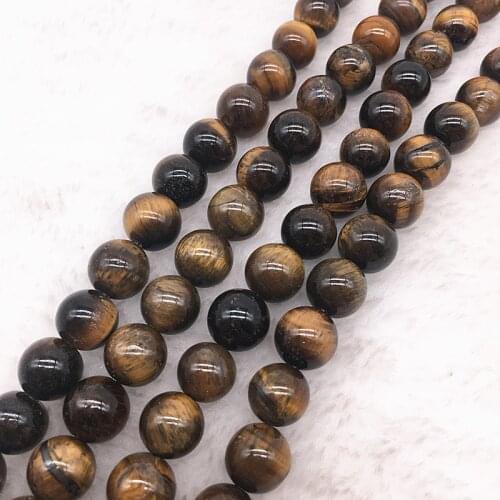 Wholesale 6/8/10mm Natural Stone Bead Tiger Eye Loose Stone Beads For Making Bracelet DIY