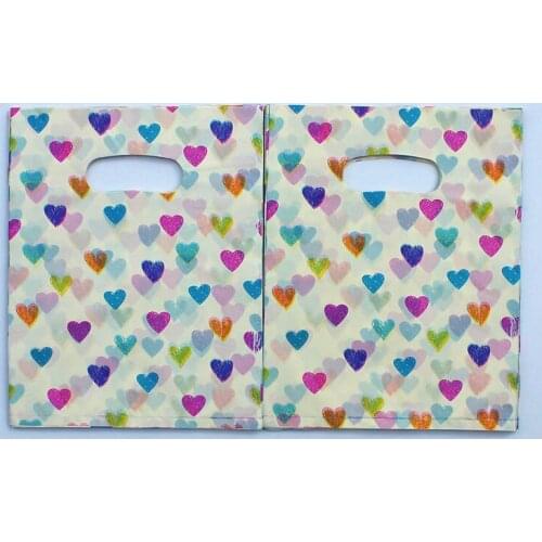 Colorfull small heart shape plastic bag 100pcs/lot 30X40cm Fit clothes bags or gift packing shopping bags