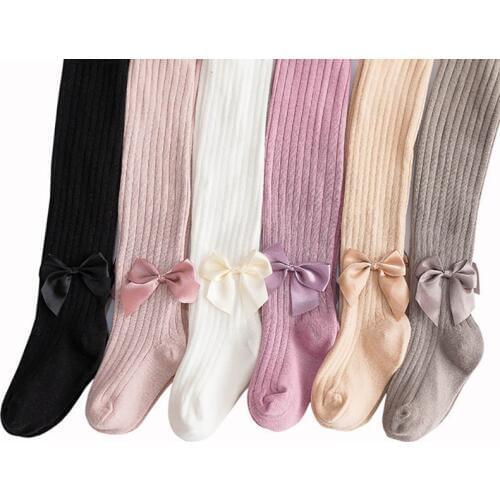Baby Girl Stockings Newborn Knitted Cotton Warm Lovely Bow Children Pantyhose For 1-5T
