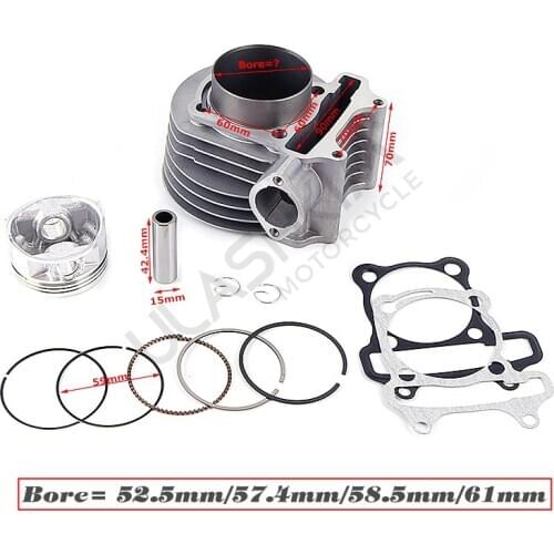 GY6 125 150cc upgrade to GY6 200cc 61mm add more power 30% 152qmi 1P52QMI 157QMJ 1P57QMJ Engine for 4 stroke air cooling