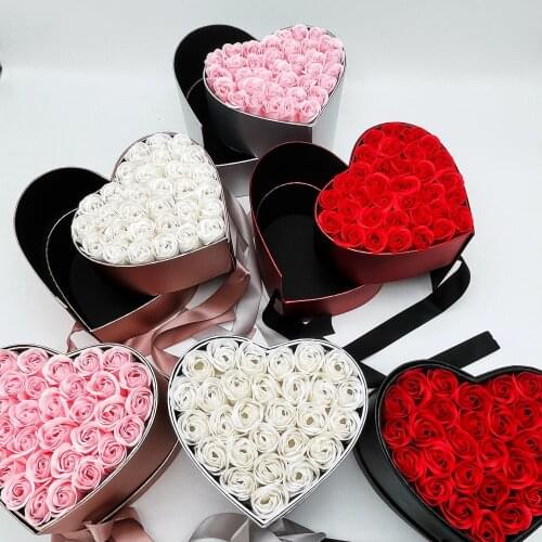 Athena Heart-Shaped Double-Layer Gift Box Creative High-End Flower Box for Hand Packaging Flower Shop Material Wedding Valentine