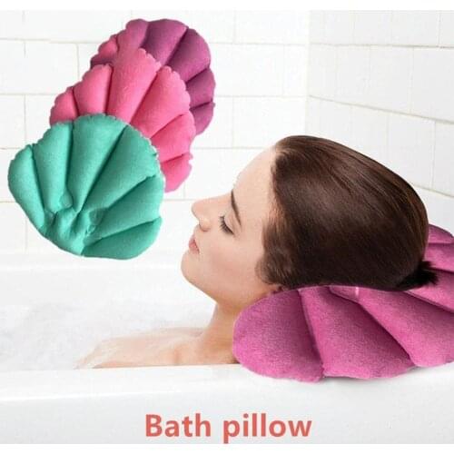 Breathable Non-Slip Cushioned Bath Tub Spa Pillow Bathtub Head Rest Pillow With Suction Cups For Neck And Back Bathroom Supply