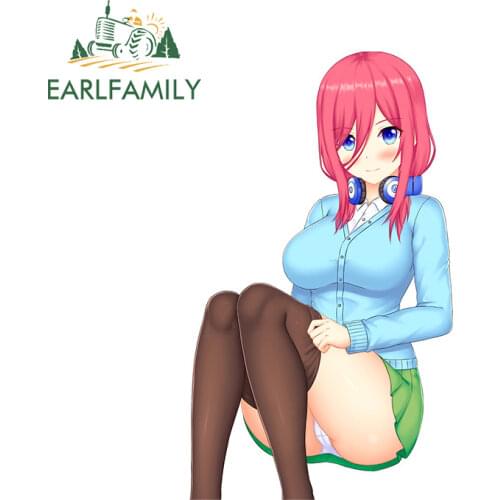 EARLFAMILY 13cm x 9.5cm for Cute Miku Nakano Pantie Sticker Car Stickers DIY Custom Printing Occlusion Scratch Personality Decal