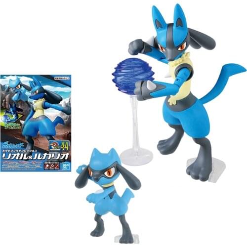 Bandai Pokemon Figures Action Toy Figure Evolution Department 44 Lucario Riolu Anime Figure Assembly Model Toys for Children