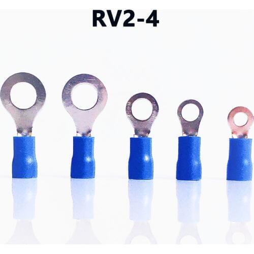 RV2-4 BLUE color Ring insulated terminal suit 1.5-2.5mm2 Cable Wire Connector cable Crimp Terminal 100PCS/Pack Free shipping