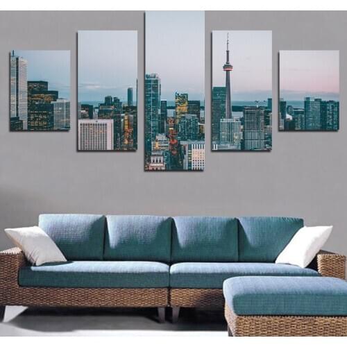 Canvas Wateproof Ink Chinese Famous Shanghai Oriental Pearl Tower Painting Frameless Poster For Modern Home Decoration