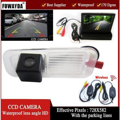 FUWAYDA wireless Color CCD chip Car Rear View backup parking Camera for Kia K2 RIO Sedan,with 4.3 Inch foldable LCD TFT Monitor