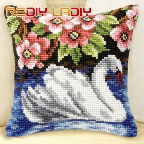 Cross Stitch Cushion Cover Birds Couple Sofa Pillow DIY Chunky Cross-Stitch Kits 100% Acrylic Yarn Pillow Case Hobby & Crafts