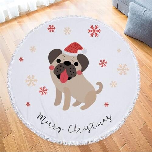 Snowflake Series Microfiber Round Beach Towel Unicorn Printed Tassel Tapestry Yoga Mat Blanket Absorbent Soft Bath Towels
