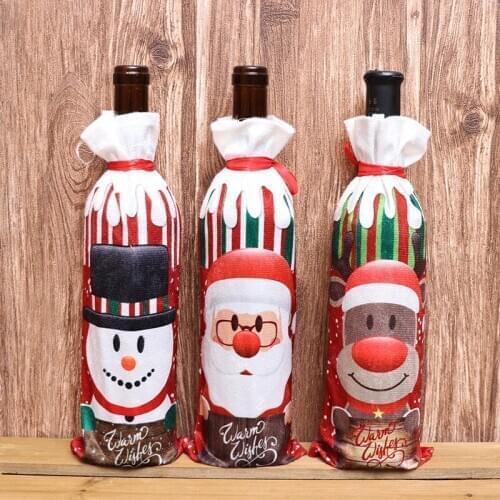 Wine Bottle Cover Christmas Decorations for Home Santa Claus Snowman Reindeer Stocking Gift Holders home decor free shipping