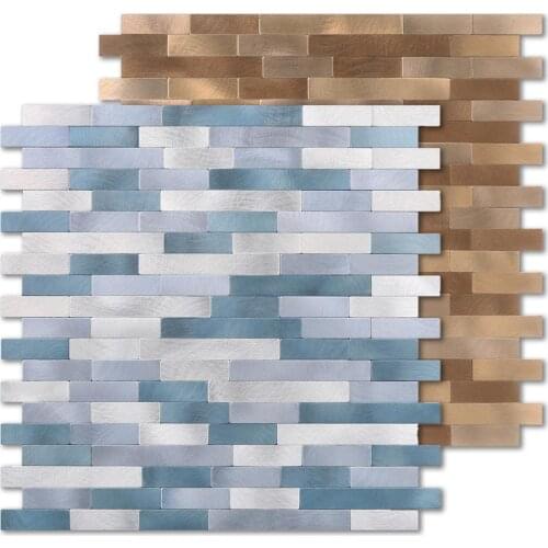 Kitchen Peel and Stick Tiles Backsplash Wall Sticker Aluminum Surface Metal Tiles Self Adhesive Backsplash DIY Home Decor